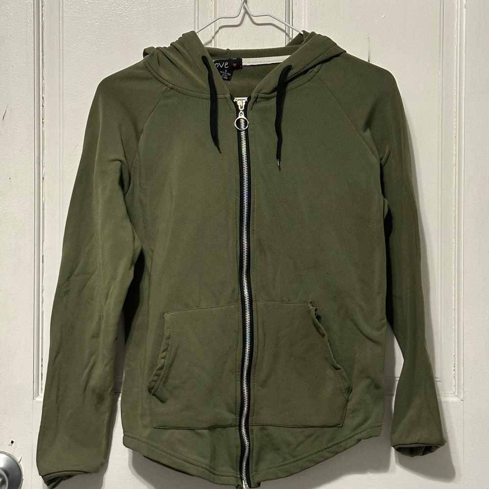 Olive Green Zip-Up Hoodie